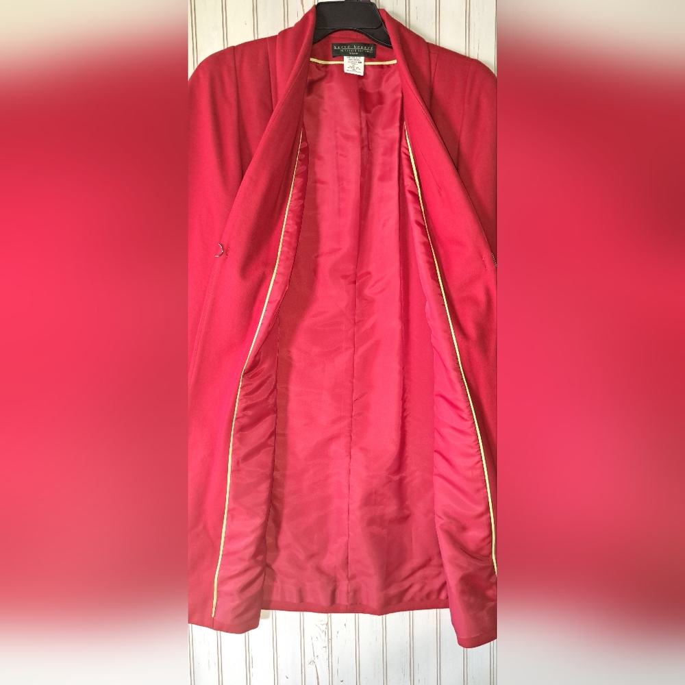 Ladies Harve' Benard Vtg Red Wool Coat Sleeved Cape Lined 18W Holidays Christmas - Picture 6 of 10